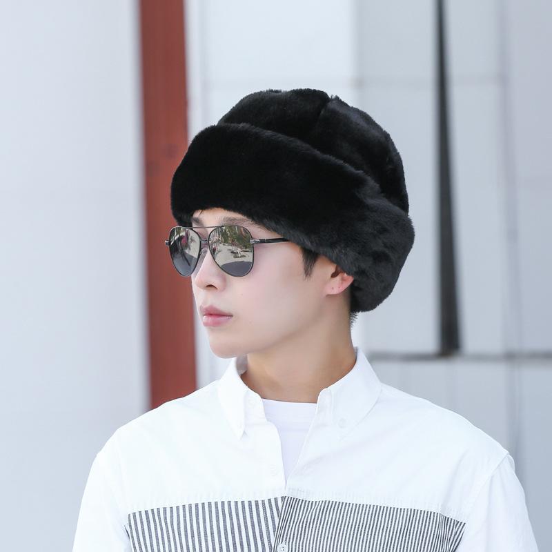 Autumn and winter cotton hat men's thickened mink hat neck protector old dad thickened warm mink hat