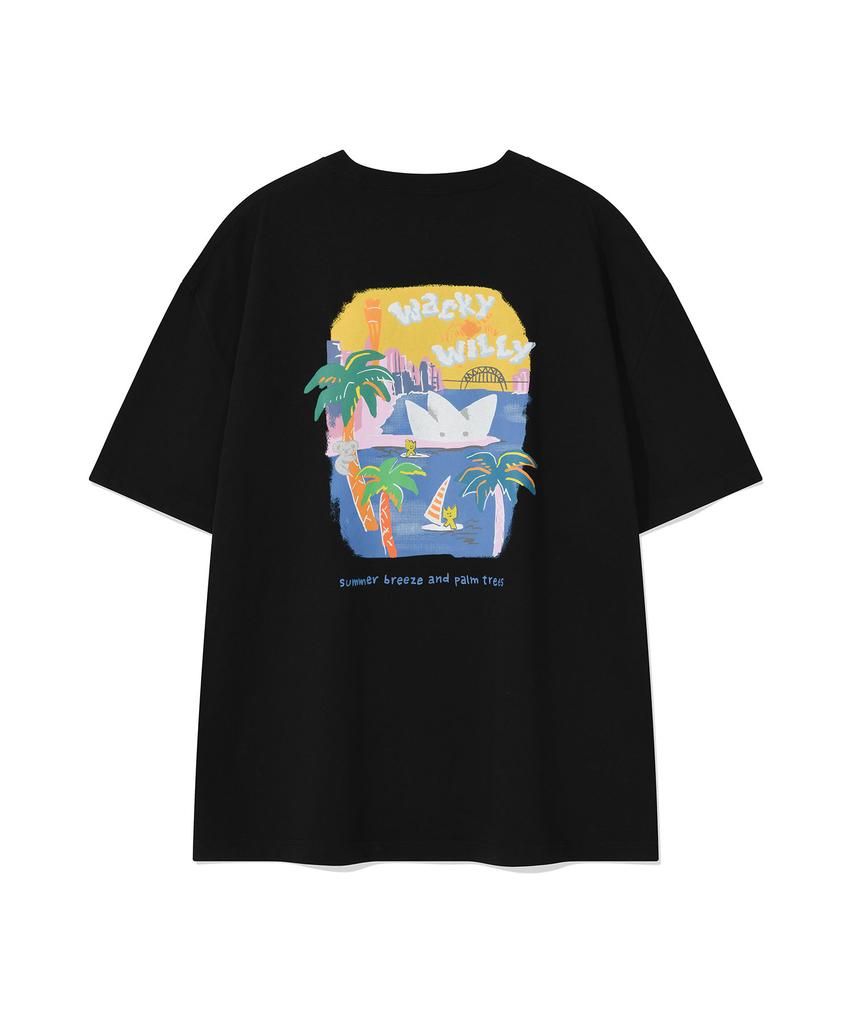 WACKY WILLY Kiki Ocean Graphic Short Sleeve T-Shirt Black