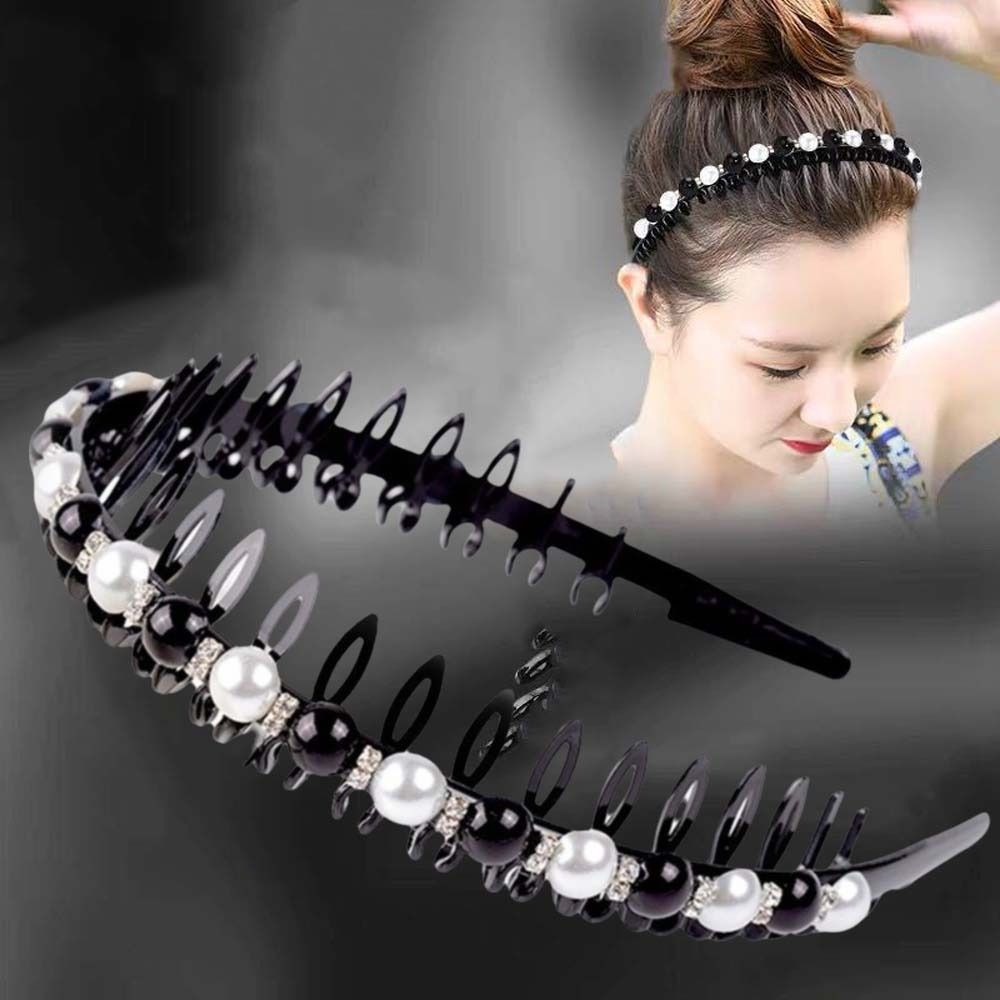 Korean Rhinestone Non-slip Toothed Wash Face Hair Hoop Pearl Headband Hair Band Hair Accessories