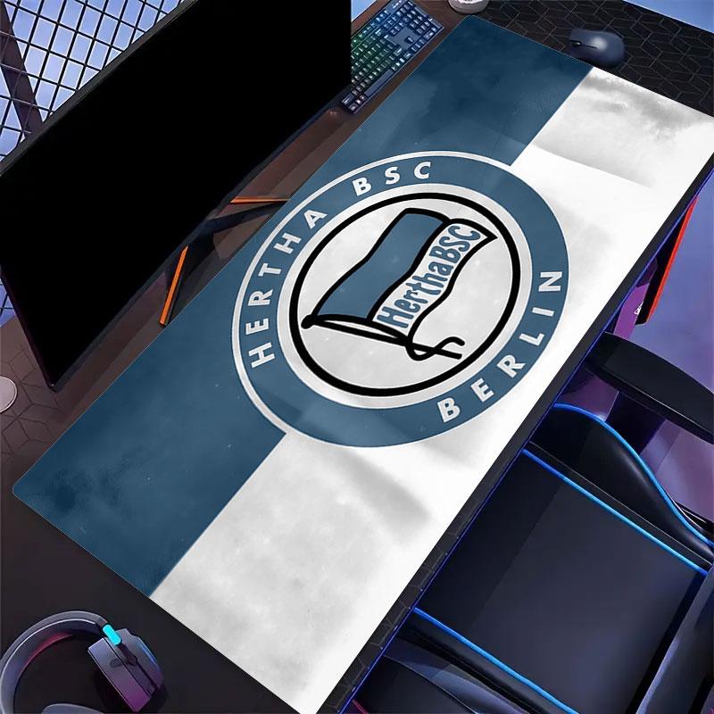Hertha logo Mouse Pad, Large Gaming Desk Mat, Non-slip XXL Mousepad for Laptop & Tablet, Mini PC Playmat with Stitched Edges