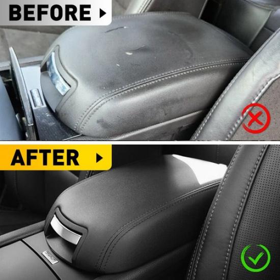 Fits Ford Taurus Car 2010- Middle Center Console Leather Armrest Cover Black