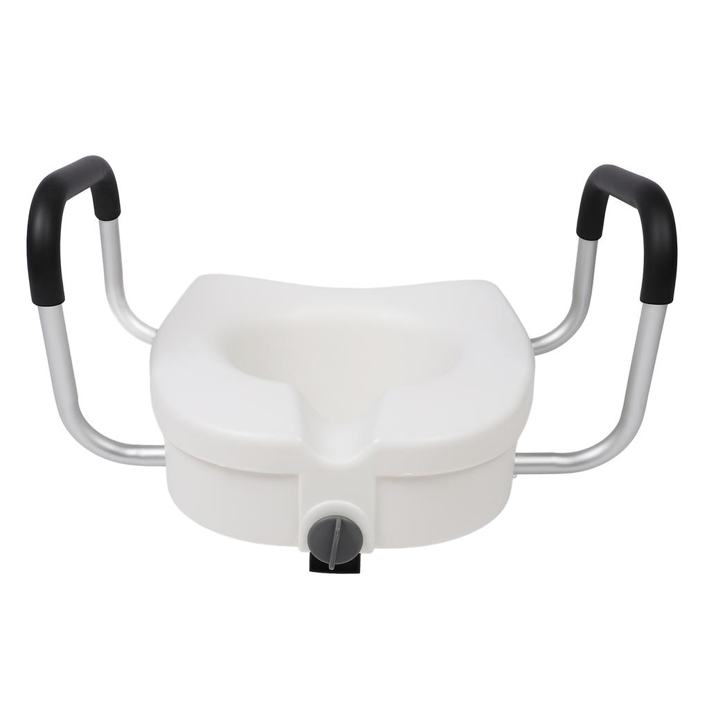 Toilet Seat Riser with Adjustable Removable Padded Arms and Fixed Lock High Load Bearing Raised Toil