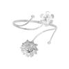 Schmetterling & Blume Metall Offener Armreif mit Eingesetzten Diamanten