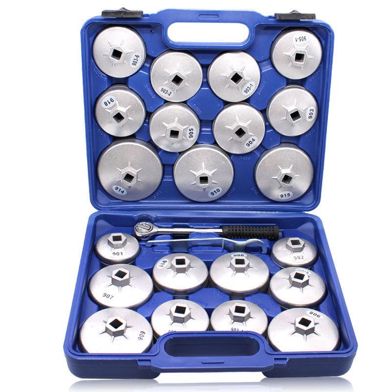 23-Piece Aluminum Cap Oil Filter Wrench Set for Car Maintenance
