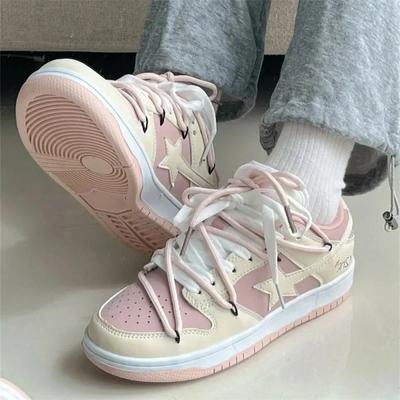 Ayakkabı kadın trend Moda Rahat Kadın Spor Ayakkabı Kadın Vulkanize Ayakkabı Pembe Sevimli koşu Bağcıklı Kaykay Ayakkabı