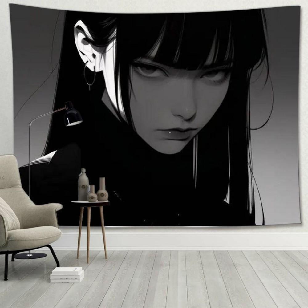 VIKAMA Pure Desire Dark Aesthetic Tapestry Gothic Anime Wall Art Cute Ninja Bedroom Decor Fan Ornament