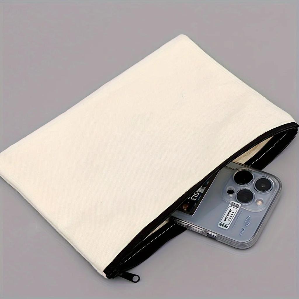 1 Stück-Bleistiftaufbewahrungstasche, Schüler-Schreibwarentasche, Reißverschluss-DIY-Graffiti-Stifttasche, Baumwoll-Stifttasche, leere Aufbewahrungs-Canvas-Stifttasche