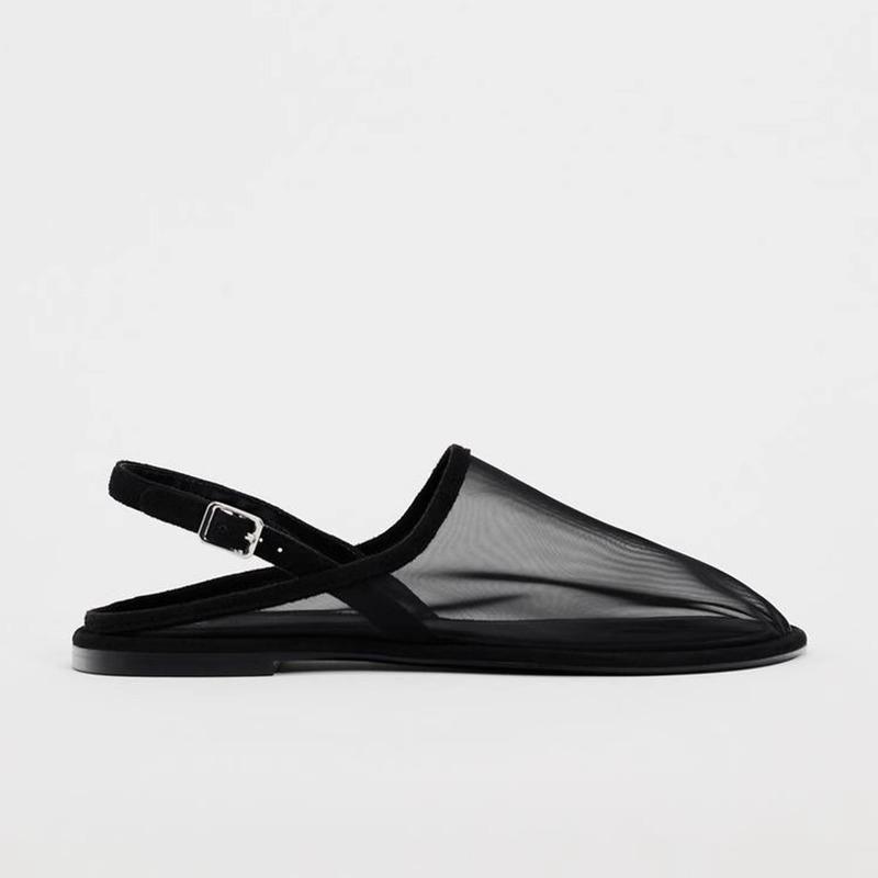 Модные новые летние женские туфли из сетчатой ткани с круглым носком и открытой пяткой — фото 3