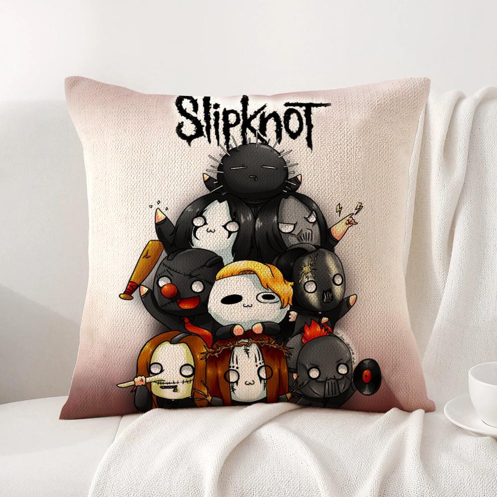 Band S-Slipknot Cushion Cover Summer Coolness Linen Fabric Double-Sided Printing Pillow Case Sofa Home Decor Gift