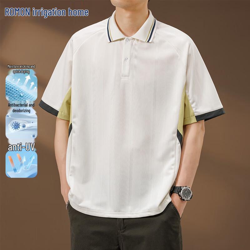 ROMON Men s Antibacterial Breathable Polo T-Shirt 2XL