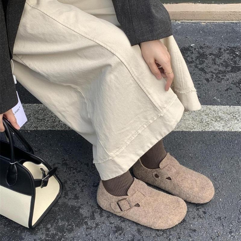 Autumn and Winter New Retro Lazy People Pedal Thick Soles To Increase Height, Ugly and Cute Single Shoes Women's Shoes