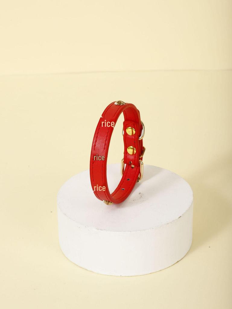 Carefully Selected PU Leather Pet Collar with Pearlescent Rivets and Gold Buckle for Small Dogs Like Teddy and Pomeranian