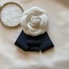 Black Brooch Fabric Camellia Flower Brooch Bow Tie Ladies College Style Shirt Collar Pins Vintage Wedding Party Brooches For Wom