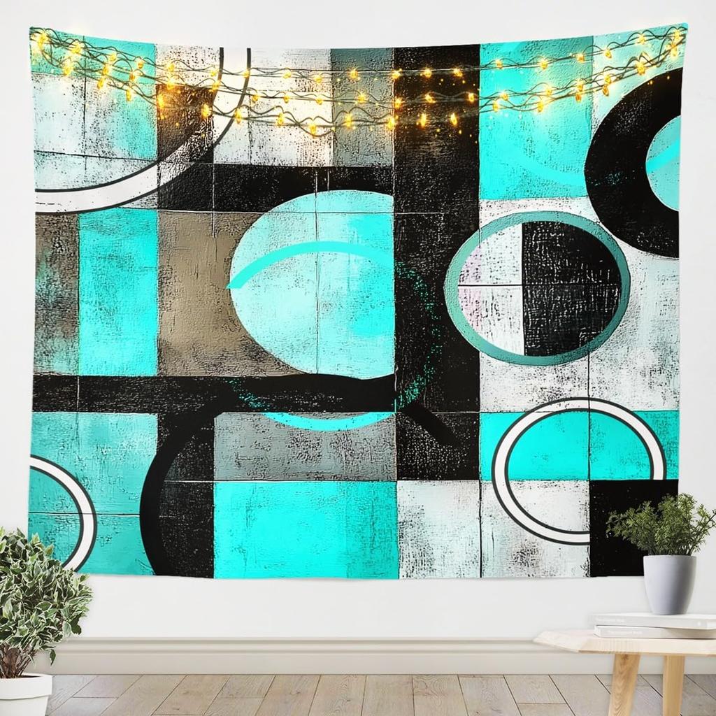 Purple Black White Tapestry Size Kids Abstract Geometric Wall Art for Boys Girls Teens Modern Minimalist Wall Hanging Blanket