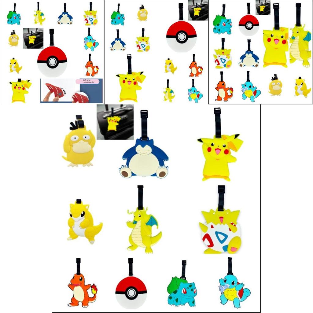 Xl Pvc Silicone Luggage Tag With Adorable Pokemon Cartoon Characters