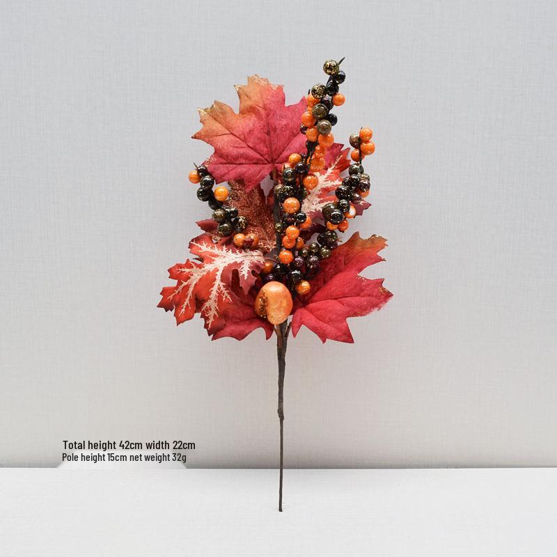 Thanksgiving Decoration: Artificial Maple Leaves, Pumpkins, Acorns & Berries