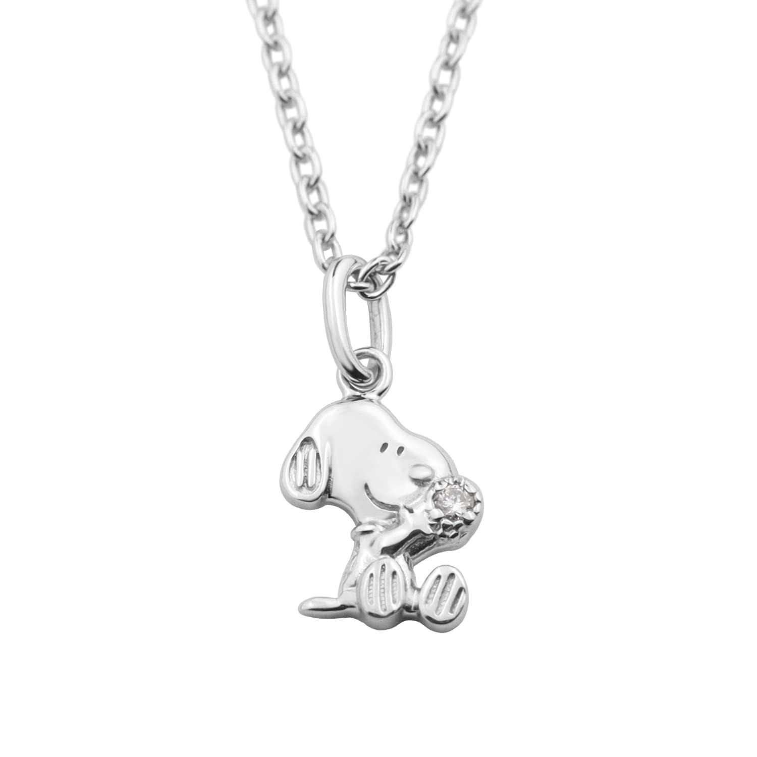 

Snoopy Diamond Petite Necklace a Silver 925 Official PEANUTS Goods Character [Shinjuku Ginnokura] (Not Set) Women s