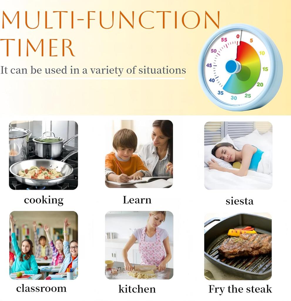 Visual Timer for Kids Adults,60 Minutes Countdown Timer for Classroom, Office, Study, ADHD Tools for Kids Productivity Timer (Blue)