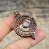 Faceted Milky Opal Pendant Pink & Green Tourmaline Pendant Electroformed Copper Pendant Handmade Real Gemstone Pendant Electroformed Jewelry