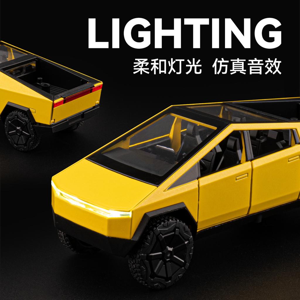 1:32 Tesla Cybertruck Alloy Die-Cast Model Car with Pull-Back Action, Sound and Light Effects - Simulation Toy for Boys