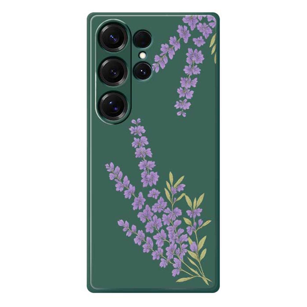 For Samsung Galaxy S25 Ultra Case Lavender Pattern Printing Straight Edge TPU Phone Back Cover