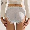 Sweet Lace Mid-waist Panties Ice Silk Seamless Underwear Women Soft Breathable Briefs