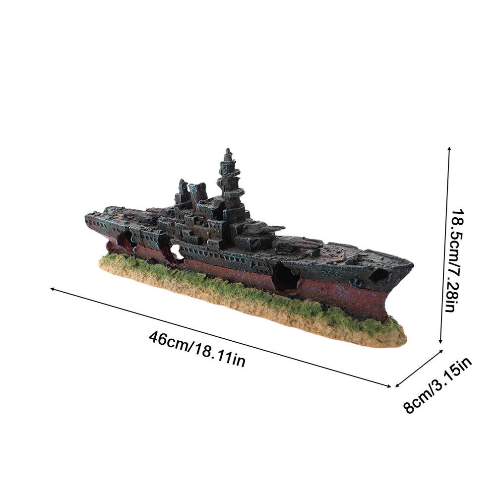Aquarium Decor Artificial Decorative Resin Sunken Ship Saltwater Tank Ornaments For Home Apartment Office Study Living Room