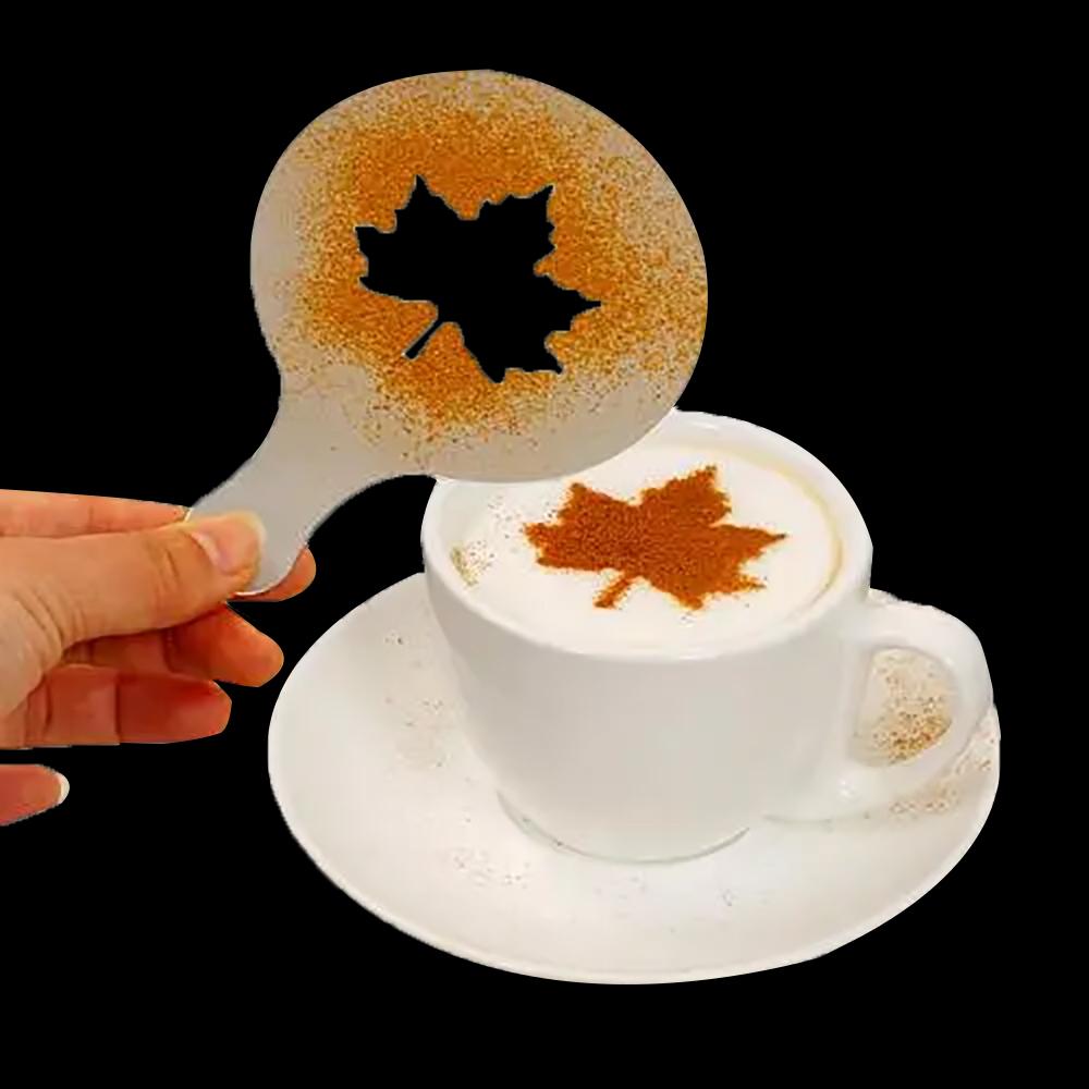 16PCS Coffee Stencils Fancy Coffee Printing Model Milk Cake Stencils Cappuccino Mold Cake Drawing Mould Home Kitchen Supplies