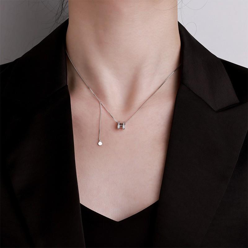 French Style H Letter Necklace Women Minimalist Design Ins Trend Luxury Sweater Chain Zircon