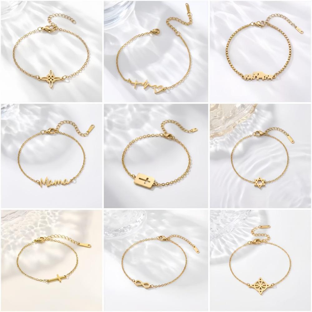 Stainless Steel Animal Letter Star Bracelet - Unisex Fashion Accessory
