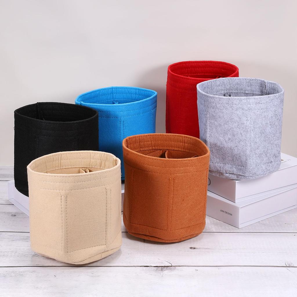 uxcell Bag Organizer Insert, Portable Felt Storage Pouch, Round Multi-Pocket Shaper for Bucket Bags, Dome Satchels, Totes, and Handbags (15cm x 15cm,
