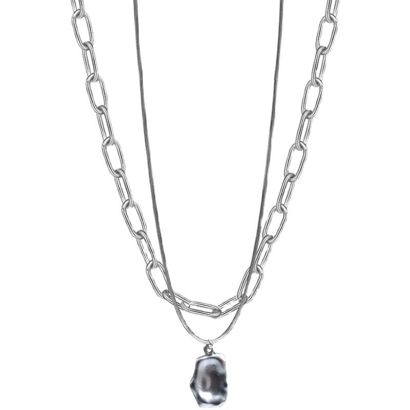 

Double-layer stacked special-shaped design necklace, new summer light luxury Spice Girls sweater chain, sweet and cool accessories tide