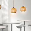 Vintage Plug in Pendant Light Wicker Rattan Hanging Lights with 15ft Hemp Rope Cord Mini Bamboo Lampshade Boho Wall Lighting Fixture Swag Lamp for