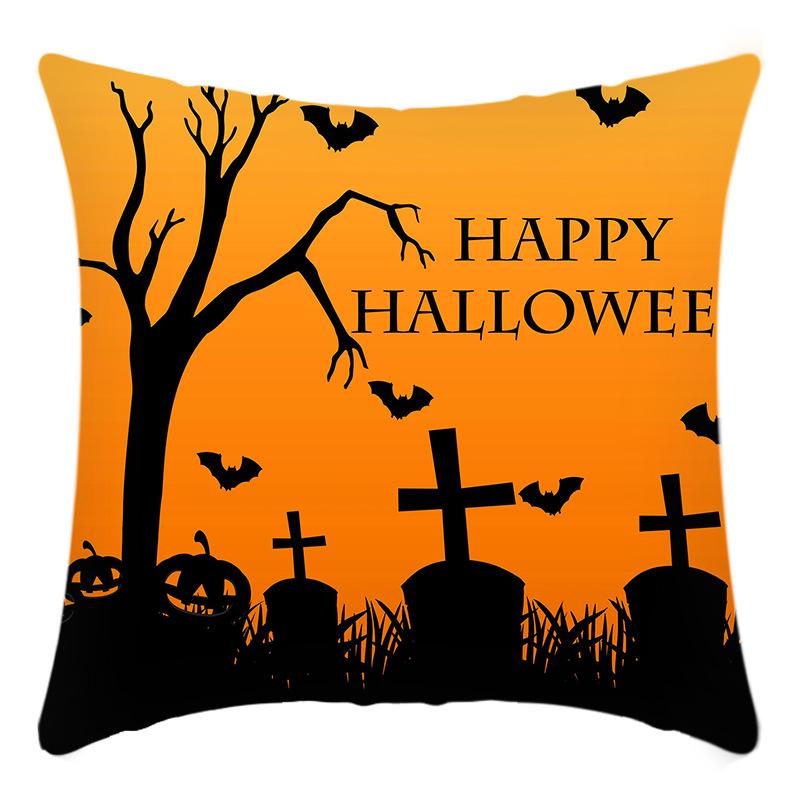 New Halloween Pumpkin Night Silhouette Print Pillow Home Sofa Cushion Cover