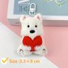 Cartoon  West Highland Puppy Plush Doll Headset Puppy Keychain Bag Pendant Charms Car Keyring Accessories For Women Kids Gift