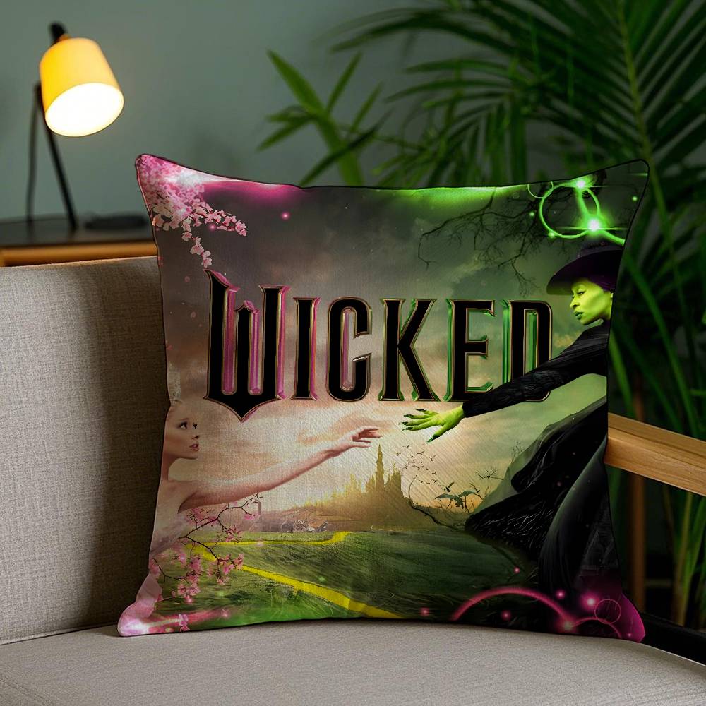 W-Wicked Part One Movie Pillow Case Home Dorm Chair Back Short Plush Double-Sided Printing Office Nap Time Cushion Cover