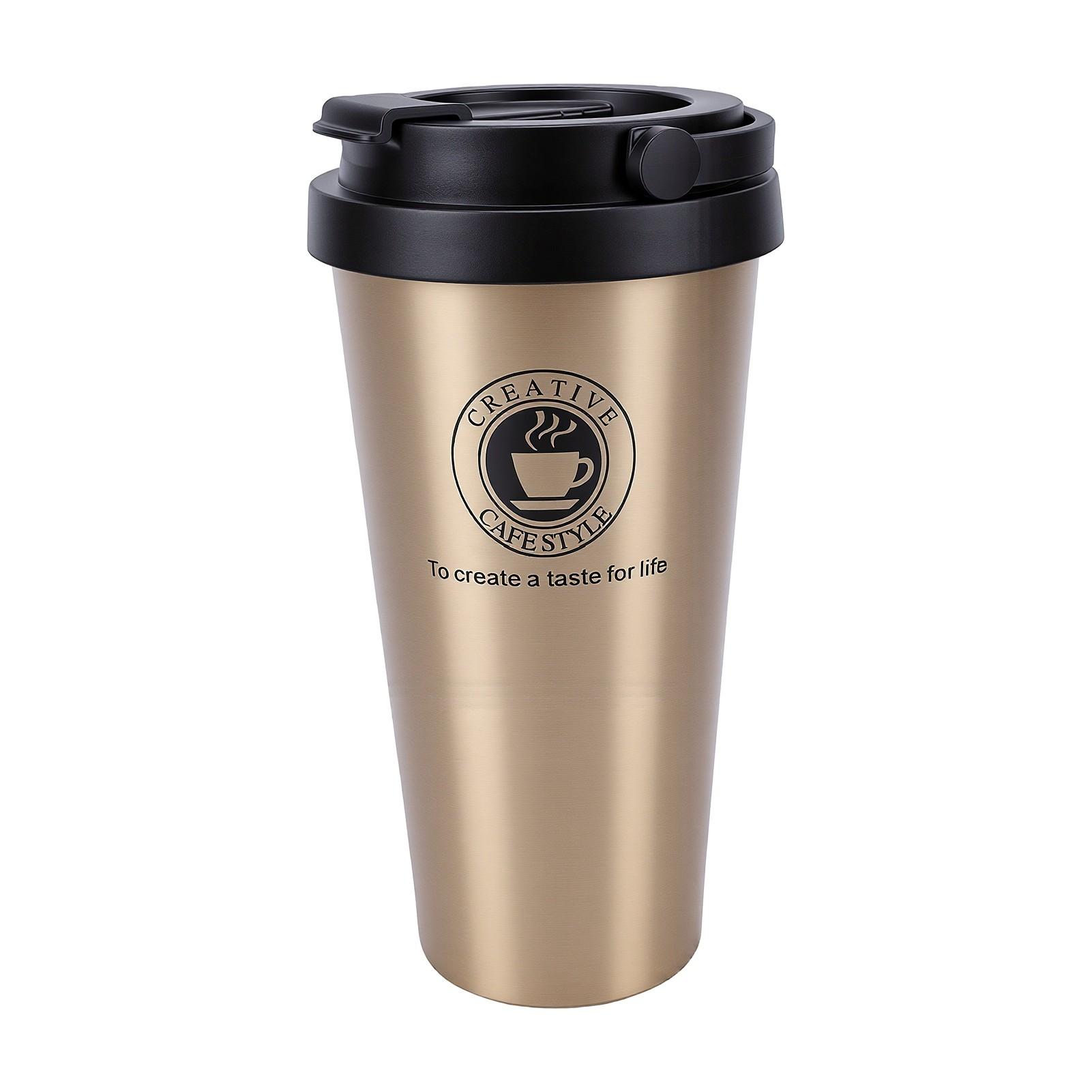 Tasse à café dorée 17 oz SUS304 Conservation chaleur et froid Tasse à café pour la maison et les trajets