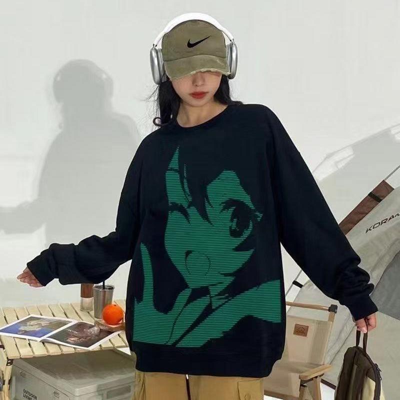 Japansk Animeflicka stickad Tröja Pullover