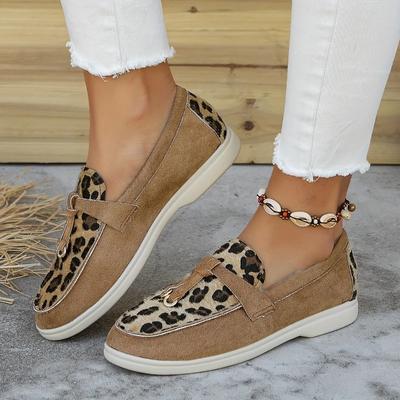 Fashion Trend Splicing Flat Shoes 2024 New Leopard Print Color Splicing Casual Versatile Breathable Sleeve Flat Shoes Zapatos De Mujer