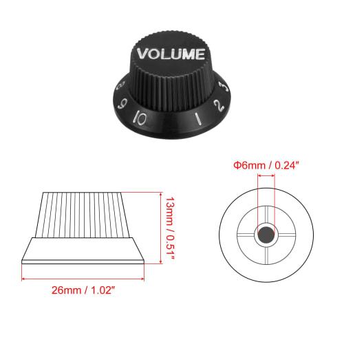 uxcell Speed ??Control Knob, 1 Volume, 2 Tone Top Hat Guitar Bell Knob for ST/SQ Electric Guitars, Plastic, 6mm Inner Diameter, Black with White Chara