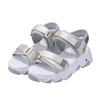 Sandalen für Damen im Sommer 2024, Strandschuhe mit flacher Sohle und trendigen Streifen, Sportsandalen mit Klettverschluss und dicker Sohle