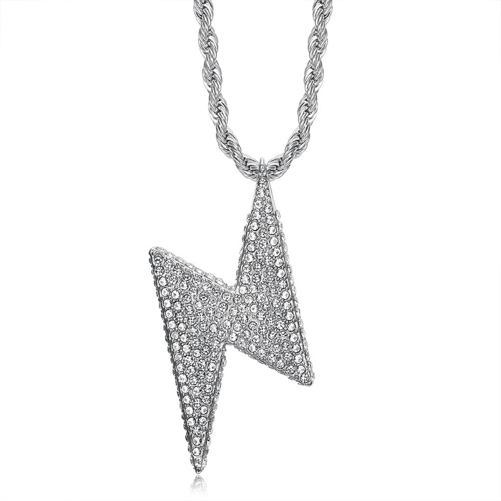 European and American Jewelry 18K Gold-plated Diamond Lightning Couple Pendant Necklace 2026