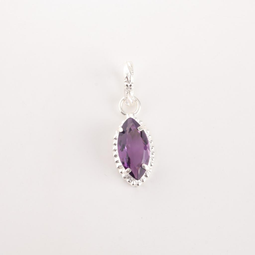 Natural Amethyst Gemstone 925 Sterling Silver Jewelry Handcrafted Women Pendant PP-59-3