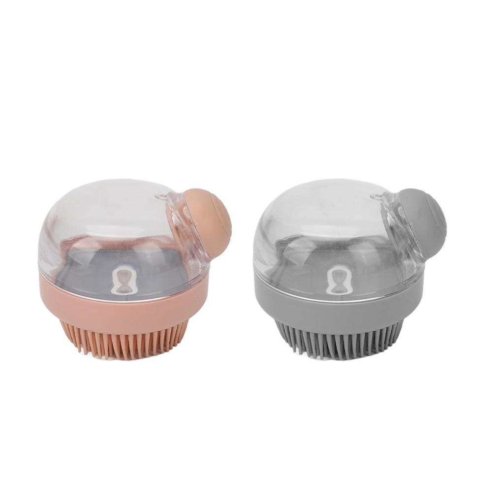 2pcs Bath Body Brush Round Shaped Fine Teeth Rich Foam Deep Cleansing Silicone Shower Brush Grey
