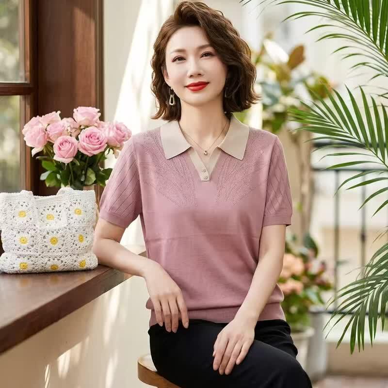 Jianhu Women s Short Sleeve Knit Polo Shirt 3XL
