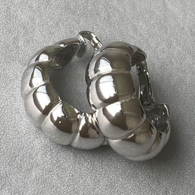 Used Vintage Antique Silver Hoop Metal Earrings Retro