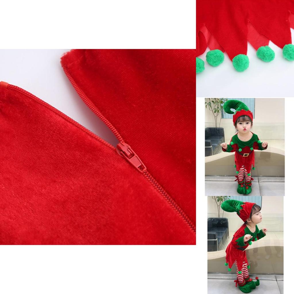 Stunning Christmas Elf Toddler Cosplay Costume With Shoes Stockings