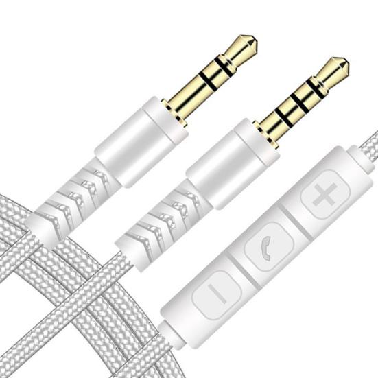 3.5mm Jack Male to Male Audio Cable 1.2m Aux Cable Volume Control with Mic for iPhone for iPad