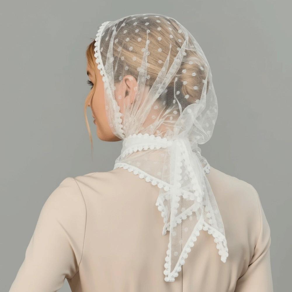 Soft Lace Headscarf Thin Bridal Face Covering Sophisticated Triangular Scarf  Religious Events