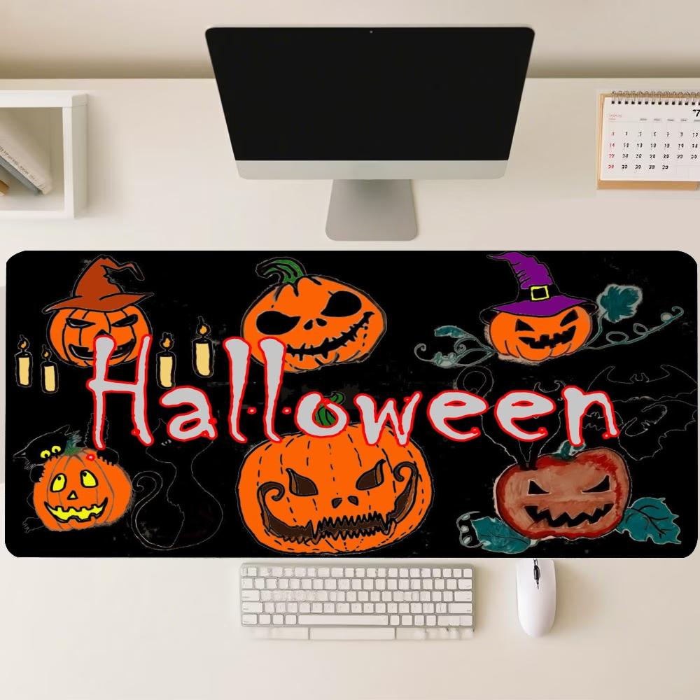 Boo Cute Ghost Black Cat Jack O Lantern Stars Leaves Large Gaming Desk Mat Non Slip Rubber Base Xxl Mouse Pad For Fantasy Art